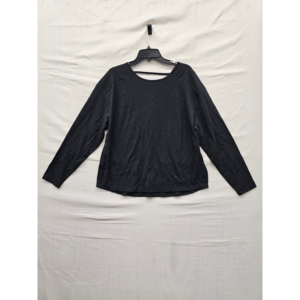 Member's Mark Womens Long Sleeve Active Tee Black Cotton Blend Workout Size M
